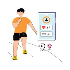Wall Mural - man using a fitness tracker to monitor exercise progress and health
