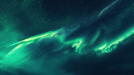 Canvas Print - Aurora Borealis: A Celestial Dance of Green Lights