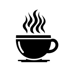Wall Mural - Steaming Tea Cup Icon Isolated on Transparent Background - Black Vector Silhouette of a Hot Tea Cup