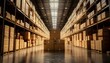 © irawan - Rows of Cardboard Boxes Stacked on Shelves in a Warehouse