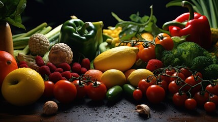 Sticker - A Still Life of Fresh Fruits and Vegetables