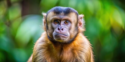 Brown Capuchin Monkey with expressive face in a natural habitat, wildlife, primate, monkey, mammal, jungle