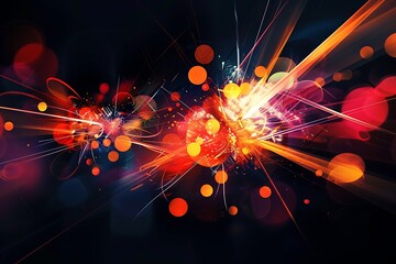 Wall Mural - minimalist abstract art featuring sharp lines and bright circles, creating a sense of energy on a bl
