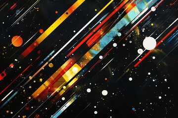 Wall Mural - minimalist abstract art featuring sharp diagonal lines and bright circles, creating a sense of energ