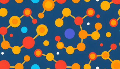 Wall Mural - Flat multicolor molecules seamless pattern isolated with white highlights, png