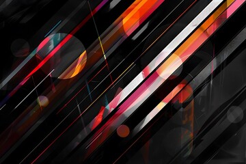 Wall Mural - minimalist abstract art featuring sharp diagonal lines and bright circles, creating a sense of energ