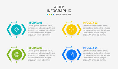 Wall Mural - Four Step Infographic element design Vector template for presentation. process diagram and presentations step, workflow layout, banner, flow chart, info graphic vector illustration.