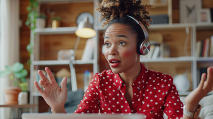 Wall Mural - The Woman Wearing Headset.