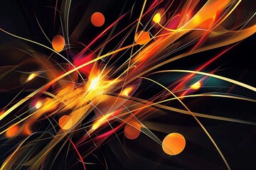 Wall Mural - minimalist abstract art featuring sharp lines and bright circles, creating a sense of energy on a bl