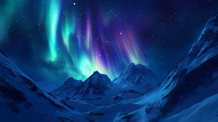 Wall Mural - The Aurora Borealis lights up in the night sky