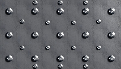 Seamless metal pattern with rivets, illustration isolated with white highlights, png