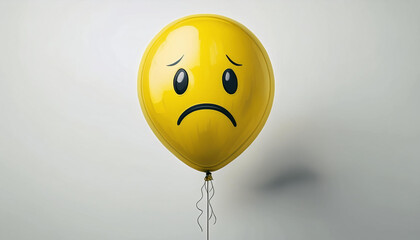 Sad smiley balloon, showing emotions, white isolated background