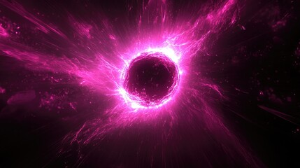Aufkleber - Illustration of vibrant pink cosmic energy effects with a glowing hole in the center rendered in 3D cartoon style against a black background