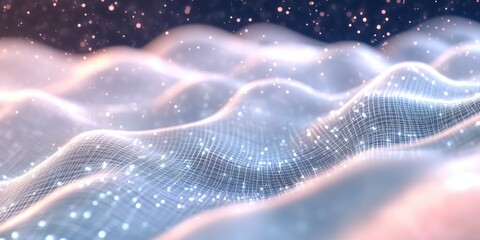 Leinwandbilder - 3D illustration of a white abstract background with a high tech network featuring a cyberspace grid and a starry outer space texture
