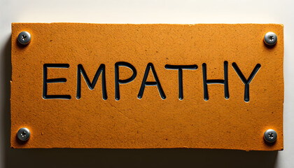 The word Empathy on a cork notice board isolated with white highlights, png