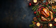 © Anastasia - A traditional christmas dinner setting features a beautifully roasted turkey surrounded by festive decorations, candles, and seasonal greenery