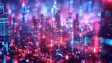 Futuristic Cyberpunk Cityscape with Neon Lights