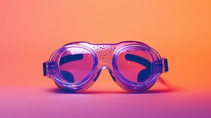 Clear lensed magenta goggles on an orange background