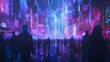 © Beer AI - Crowd at a cyberpunk event, neon lights and bokeh effect, beautiful mind style