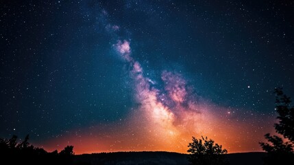 Wall Mural - colorful milkyway galaxy night stars landscape