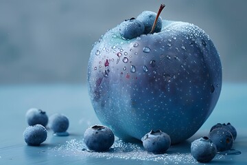 Wall Mural - Refreshing Blue Fruit Still Life with Dew Drops