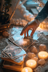 Wall Mural - astrology. astro astrologer calculates natal chart makes forecast of fate tarot cards, fortune telli