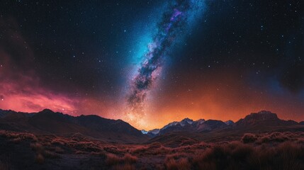 Wall Mural - colorful milkyway galaxy night stars landscape