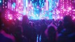 © Beer AI - Crowd at a futuristic event, bokeh lights and neon visuals, rave atmosphere