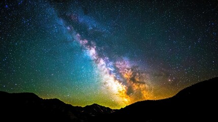 Wall Mural - colorful milkyway galaxy night stars landscape