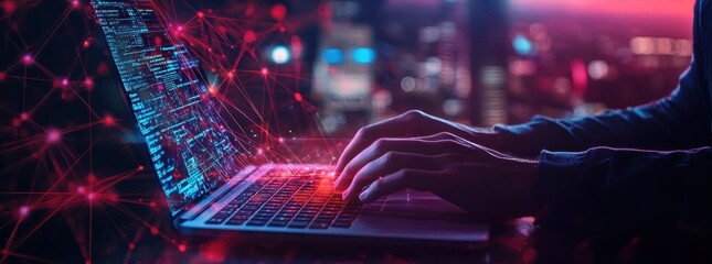 Network specialist analyzing bandwidth in server room background data center storage digital technology database optimization IT infrastructure concept
