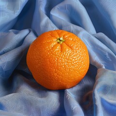 Wall Mural - Vibrant Orange on Soft Blue Fabric