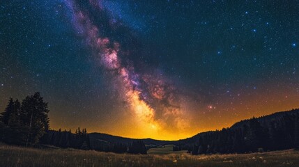 Wall Mural - colorful milkyway galaxy night stars landscape