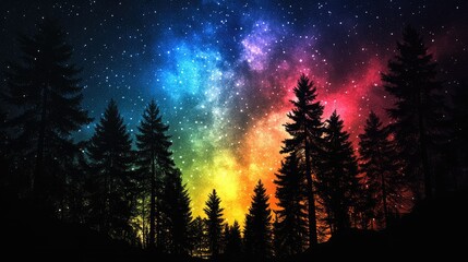 Wall Mural - colorful milkyway galaxy night stars landscape