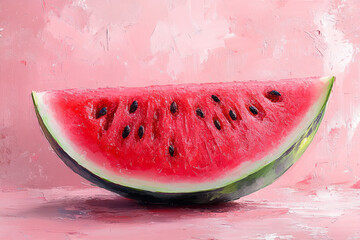 Bright watermelon on a light pink background,