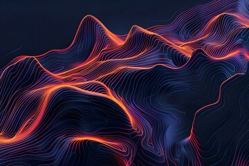 Wall Mural - Abstract Waves of Light: A Vibrant Digital Landscape