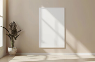 Clean Rectangular Poster Mockup Design on a Wall With Natural Light