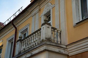 Vintage balcony on the second floor of an old house