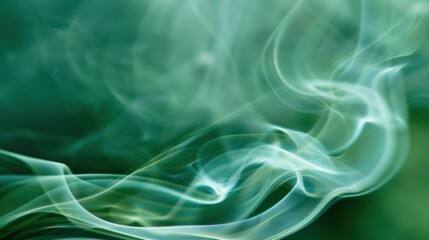 Abstract green smoke with flowing lines.