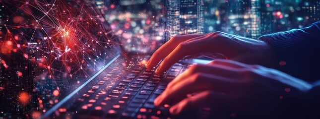 Computer technician optimizing power distribution in server room background data center storage digital technology IT infrastructure telecommunication network concept