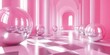© Ruqqq - Pink Hallway with Reflective Spheres