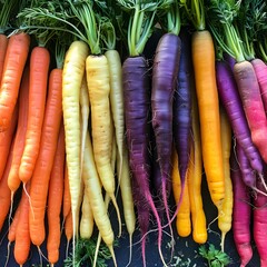 Wall Mural - Colorful Carrots and Purple Carrots