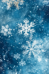 Wall Mural - blue winter background with snowflakes.