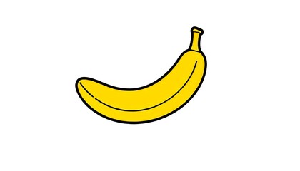 Yellow banana fruit icon with filled outline style isolated on white background