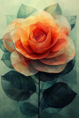 Wall Mural - Geometric rose patterns radiating from a pale green center,