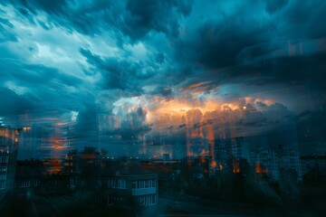 Canvas Print - Dramatic Twilight Sky Over Urban Landscape