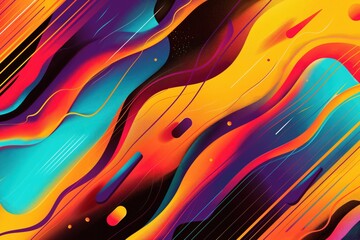 Wall Mural - vibrant and colorful abstract background forming wavy shapes with lines and gradients