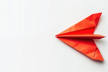 Canvas Print - Red Paper Airplane on White Background