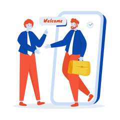 Wall Mural - business partnership online recruitment vector illustration
