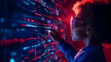 Futuristic Digital Data Network with Neon Glow and Motion