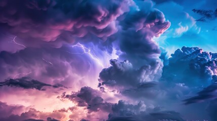 Thunderous Sky with Purple and Blue Clouds